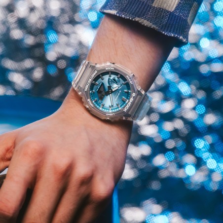 Montre homme analogique casio g-shock résine translucide bleu métallique ga-2100bm-7a2er – montres homme