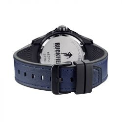 Montre homme analogique ruckfield metal noir cuir bleu 685053 - montres-homme - edora - 2