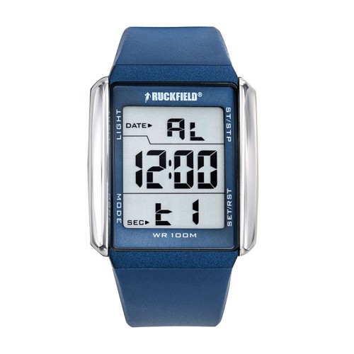 Montre homme digitale ruckfield resine argente silicone bleu 685129
