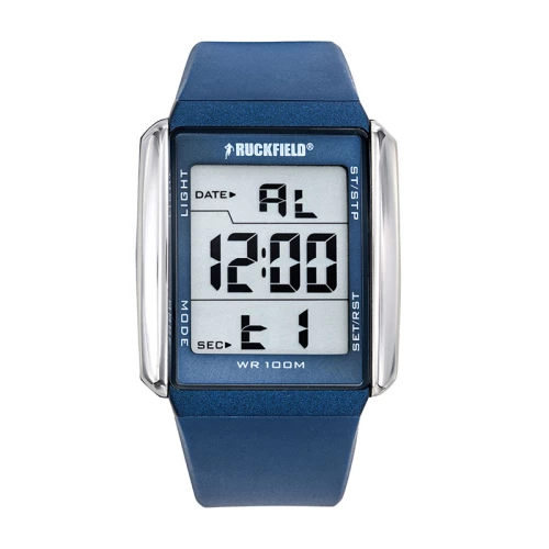 Montre homme digitale ruckfield resine argente silicone bleu 685129