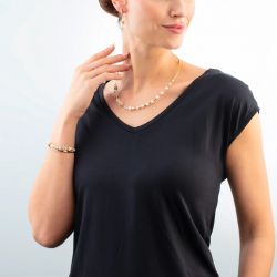 Boucles d'oreilles femme geocube® fusion precious pearl mix or-blanc acier inoxydable d'or 1122/21-1416 - pendantes - edora - 0