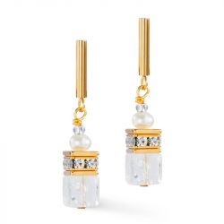 Boucles d'oreilles femme geocube® fusion precious pearl mix or-blanc acier inoxydable d'or 1122/21-1416 - pendantes - edora - 1