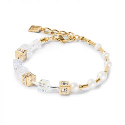 Bracelet femme geocube® fusion precious pearl mix or-blanc acier inoxydable d'or 1122/30-1416 - plus-de-bracelets-femmes - edora - 1