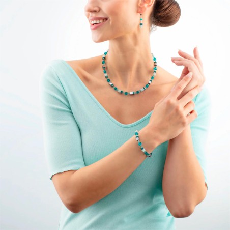 Collier femme geocube® iconic precious argent-vert acier inoxydable 4010/10-0548 – tous nos colliers femme