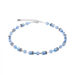 Collier femme geocube® iconic mono argent bleu acier inoxydable 4020/10-0717 - plus-de-colliers-femmes - edora - 1