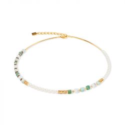 Collier femme precious fusion offset or-vert acier inoxydable d'or 4354/10-0500 - plus-de-colliers-femmes - edora - 1