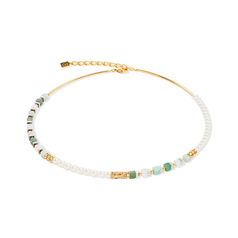 Collier femme precious fusion offset or-vert acier inoxydable d'or 4354/10-0500 - plus-de-colliers-femmes - edora