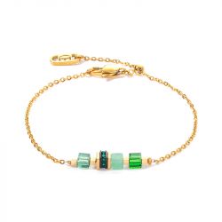 Bracelet femme mini cubes & chain or-vert acier inoxydable d'or 5076/30-0516 - plus-de-bracelets-femmes - edora - 1