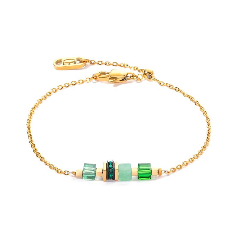 Bracelet femme mini cubes & chain or-vert acier inoxydable d'or 5076/30-0516 - plus-de-bracelets-femmes - edora