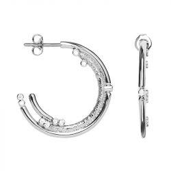 Boucles d'oreilles femme créoles saunier sigillée argent et oxydes 70404671108000 - creoles - edora - 0