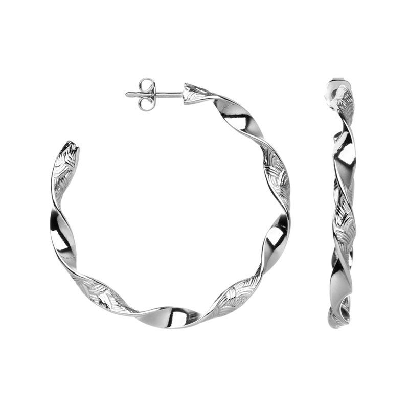 Boucles d'oreilles fmme  créoles saunier serpentine twistée argent 70411331100000 - creoles - edora