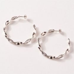 Boucles d'oreilles fmme  créoles saunier serpentine twistée argent 70411331100000 - creoles - edora - 1