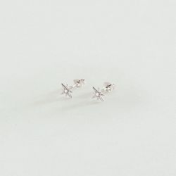 Boucles d'oreilles femme puces etoiles agatha argent 925/1000 et oxydes 02320432-136-tu - puces - edora - 1