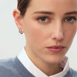 Boucles d'oreilles femme créoles agatha argent 925/1000 oxydes de zirconium 02320436-136-tu - creoles - edora - 3