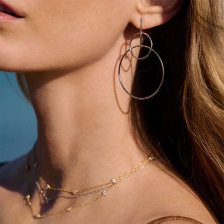 Boucles d’oreilles pendantes argent, or, perles & or blanc femme - pendantes - edora - 2