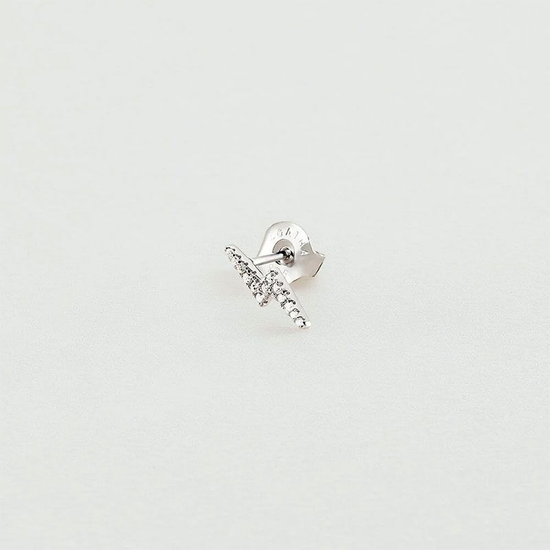 Boucle d'oreille unité puce femme agatha Éclair pavÉ argent 925/1000 02320652-136-tu - puces - edora