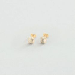 Boucles d'oreilles femme puces agatha gloria argent 925/1000 doré oxydes de zirconium 02390268-137-tu - puces - edora - 2