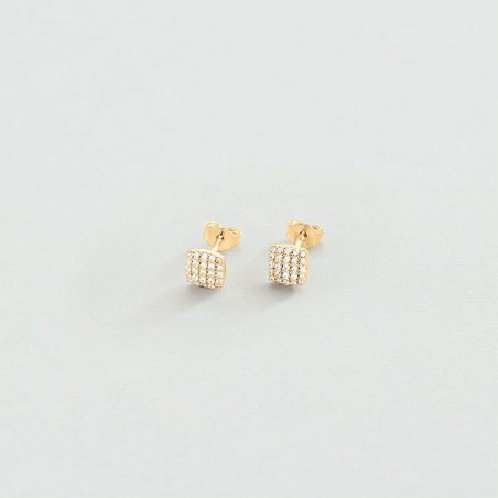 Boucles d'oreilles femme puces agatha gloria argent 925/1000 doré oxydes de zirconium 02390268-137-tu – puces