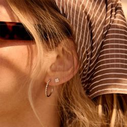 Boucles d'oreilles femme puces agatha beloved argent 925/1000 doré oxydes de zirconium 02390402-137-tu - puces - edora - 4