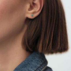 Boucles d'oreilles femme puces agatha beloved argent 925/1000 doré oxydes de zirconium 02390402-731-tu - puces - edora - 1