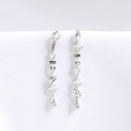 Boucles d'oreilles femme pendantes  mesmera métal rhodié et cristaux  5661687 – boucles d'oreilles femme