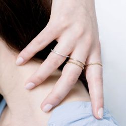 Bague femme boules edora plaque or et oxydes - bagues-femmes - edora - 1