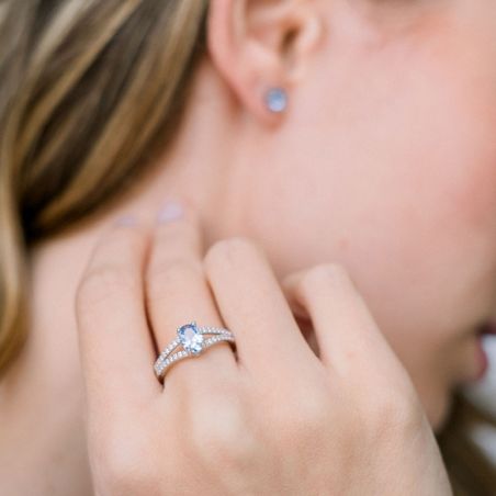 Bague argent femme : chevalière & alliance argent femme - solitaires - edora - 2