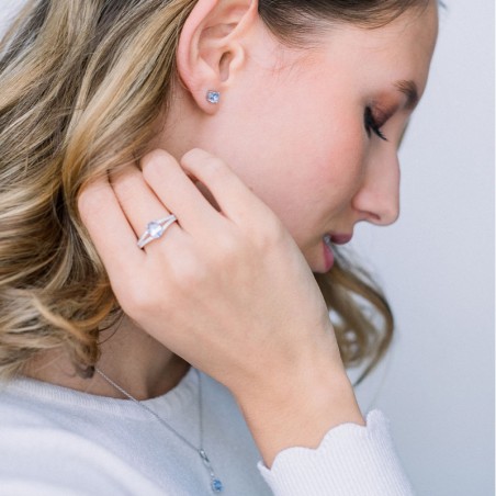 Bague femme solitaire argent 925/1000 et spinelle bleue – solitaires femme