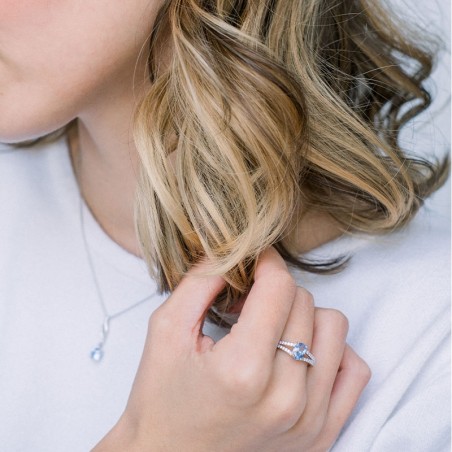Bague femme solitaire argent 925/1000 et spinelle bleue – solitaires femme