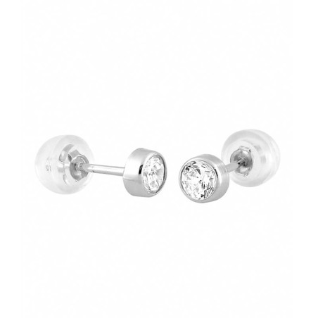 Boucles d'oreilles femme puces or 375/1000 blanc et oxydes – puces