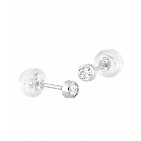 Boucles d'oreilles femme puces or 375/1000 blanc et oxydes – puces