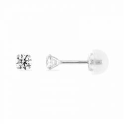 Boucles d'oreilles femme puces or 375/1000 blanc et oxydes - puces - edora - 0