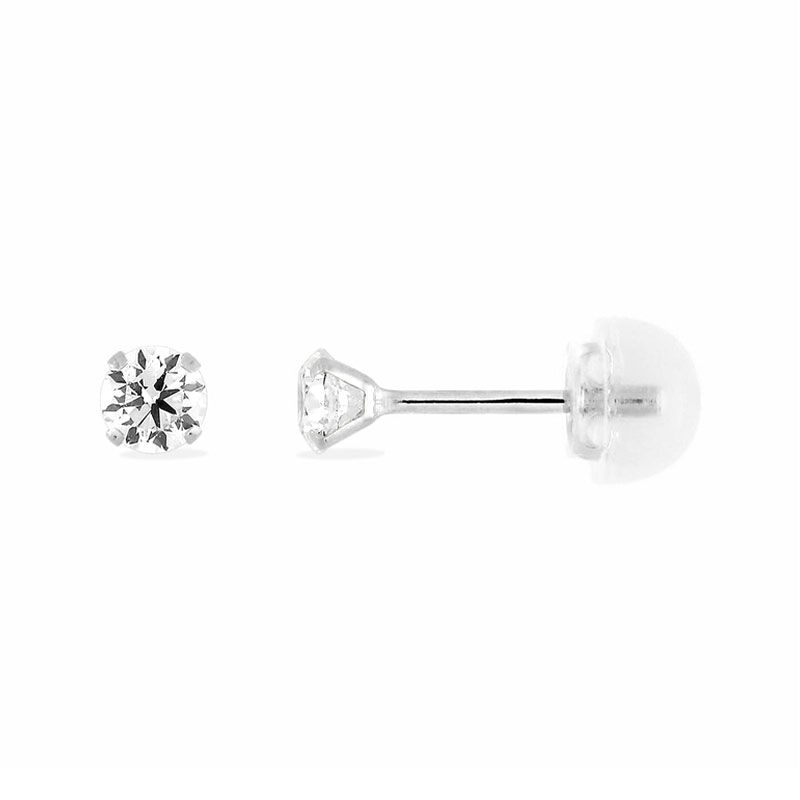 Boucles d'oreilles femme puces or 375/1000 blanc et oxydes - puces - edora