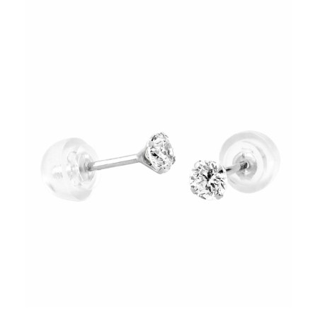Boucles d'oreilles femme puces or 375/1000 blanc et oxydes – puces
