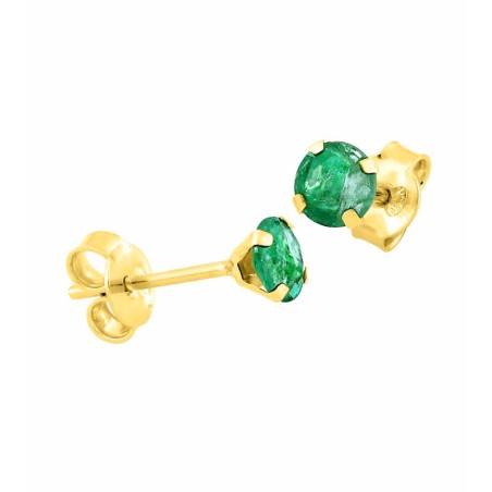 Boucles d'oreilles femme puces or 375/1000 jaune et emeraudes – puces