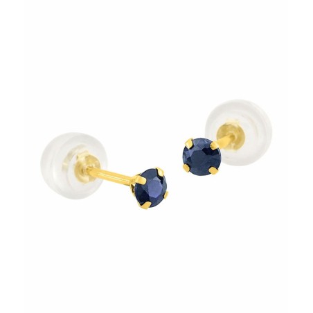 Boucles d'oreilles femme puces or 375/1000 jaune et saphirs – puces