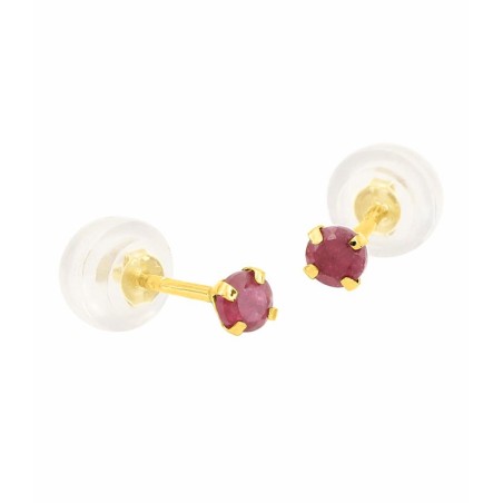 Boucles d'oreilles femme puces or 375/1000 jaune et rubis – imports