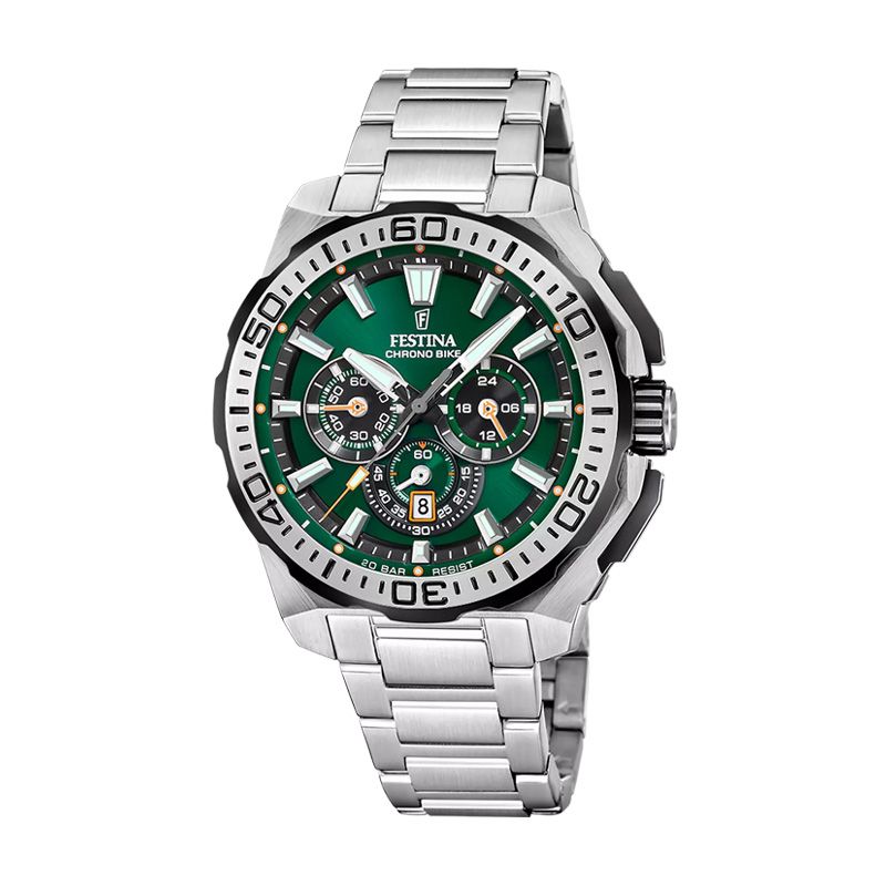 Montre homme festina chrono bike vert et acier argenté f20724/3 - montres-homme - edora