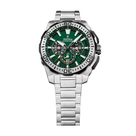 Montre homme festina chrono bike vert et acier argenté f20724/3 – montres de sport homme