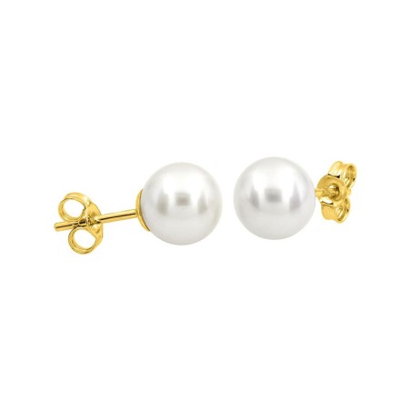 Boucles d'oreilles puces or 375/1000 jaune et perles – puces