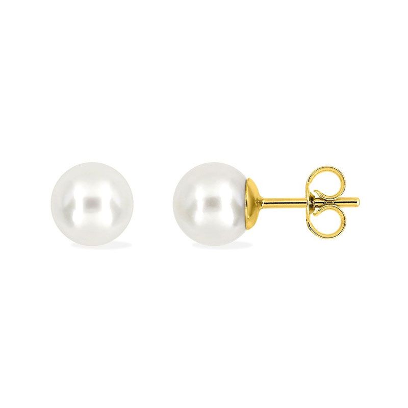 Boucles d'oreilles puces or 375/1000 jaune et perles - puces - edora