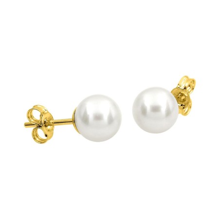 Boucles d'oreilles puces or 375/1000 jaune et perles – puces