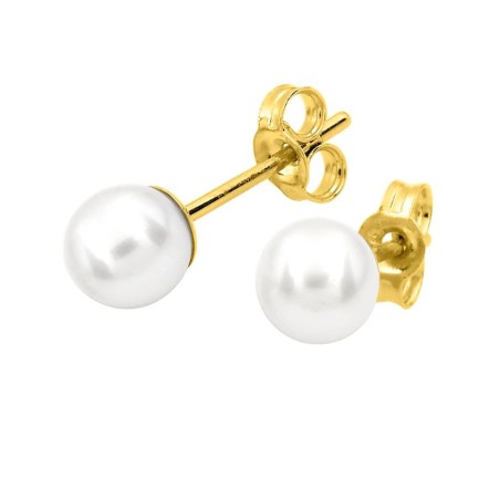 Boucles d'oreilles puces or 375/1000 jaune et perles – puces
