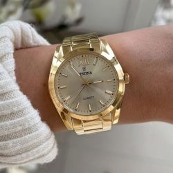 Montre femme festina boyfriend champagne acier doré - analogiques - edora - 1