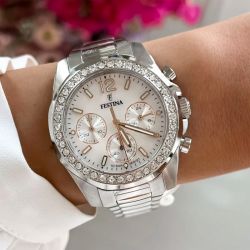 Montre chronographe femme festina boyfriend ivory acier argenté - chronographes - edora - 1