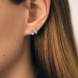 Boucles d'oreilles femme puces  agatha beloved argenté 02321308-255-tu - puces - edora - 1