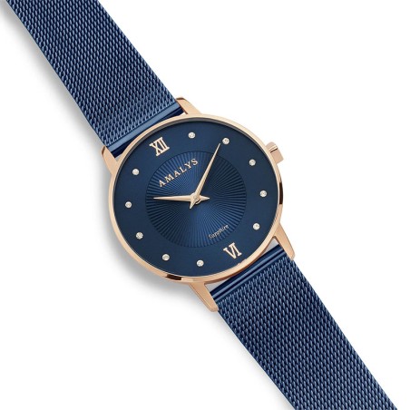 Montre femme amalys flavie acier bleu – analogiques