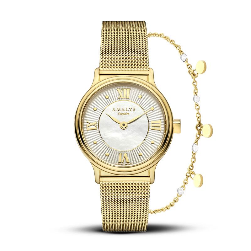Montre femme amalys giftbox amandine acier doré - analogiques - edora