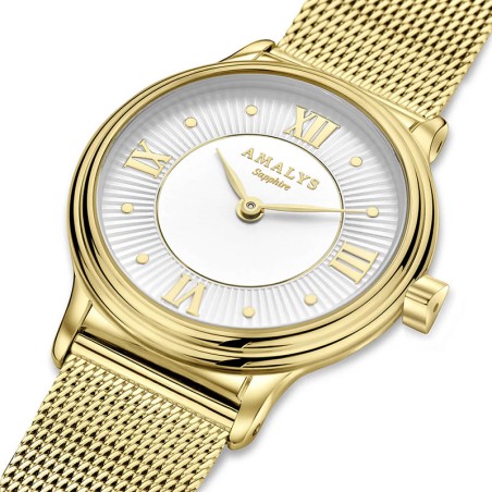 Montre femme amalys sibylle acier doré – analogiques