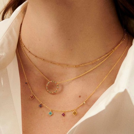 Collier femme ras du cou agatha rainbow doré 02690045-256-tu – colliers femme
